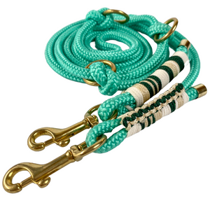 Golden Mint - handgemachte Hundeleine aus Tau mit goldenen Details