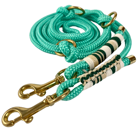 Golden Mint - handgemachte Hundeleine aus Tau mit goldenen Details