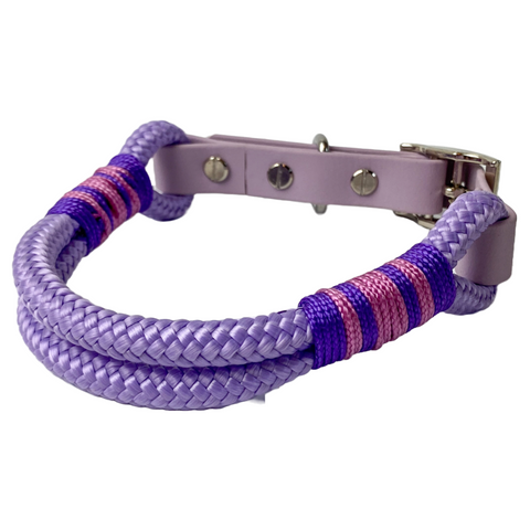 Purple Unicorn Tauhalsband für Hunde - handgemacht, verstellbar, lila Tau mit rosa Details